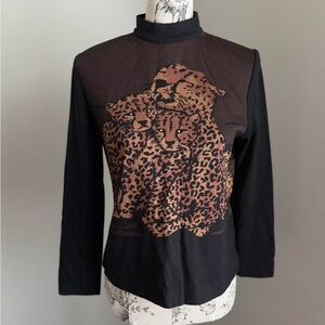 RARE Vintage St. John by Marie Gray Long Sleeve Leopard Sweater